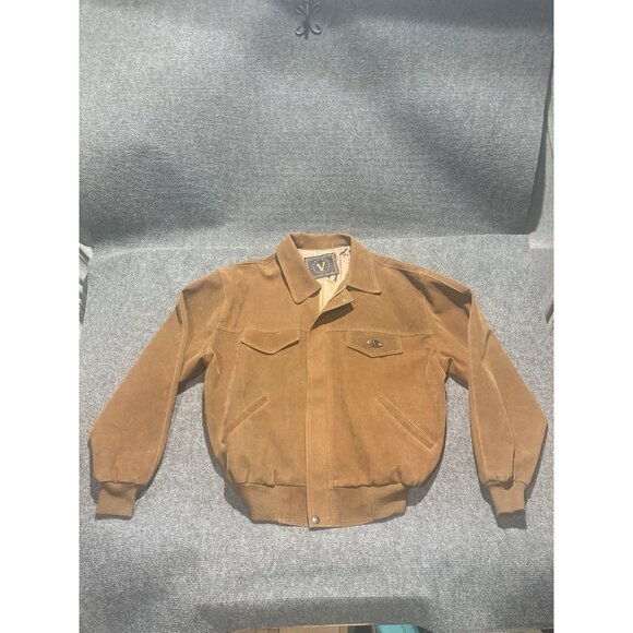 Vintage Alta Mods Italy Faux Suede Bomber Jacket  Men’s Size XL Brown Full Zip - Picture 1 of 11